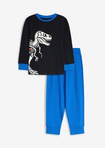 Pyjama aus reiner Bio-Baumwolle in schwarz, Gr&ouml;sse 140/146, 100% Baumwolle, bonprix