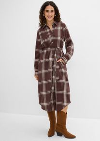 Flanell-Midikleid aus reiner Baumwolle in braun, Gr&ouml;sse 46, 100% Baumwolle, bonprix