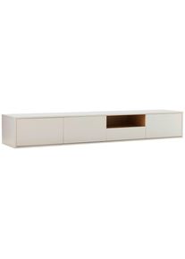 Xora Lowboard , Weiss, Eichefarben , Holzwerkstoff , 3 F&auml;cher , 1 Schublade(n) Schubladen , 200x30x40 cm , h&auml;ngend , Wohnzimmer, TV M&ouml;bel, Lowboards, Lowboards h&auml;ngend