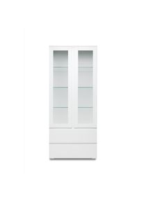 Mid.you Vitrine , Weiss , Holzwerkstoff , 3 F&auml;cher , 2 Schublade(n) Schubladen , 80x191x40 cm , Esszimmer, Vitrinen, Vitrinenschr&auml;nke