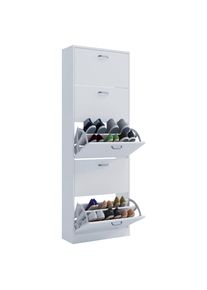 Mid.you Schuhschrank , Weiss , Holzwerkstoff , 59x170x22 cm , Garderobe, Schuhaufbewahrung, Schuhschr&auml;nke