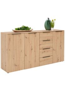 Xora Sideboard , Eichefarben , Holzwerkstoff , 4 F&auml;cher , 4 Schublade(n) Schubladen , 181.5x92.9x42 cm , stehend, In verschiedenen Gr&ouml;ssen erh&auml;ltlich , Kleinm&ouml;bel, Kommoden, Sideboards