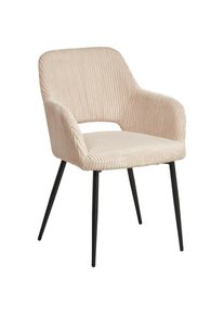 Mid.you Armlehnstuhl , Schwarz, Creme , Holz, Metall, Textil , Pappel , Sperrholz , Rundrohr , 57x83.5x63 cm , Bsci , inklusive Armlehnen , Esszimmer, Stuhl, Polsterst&uuml;hle