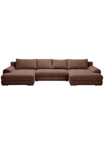 CARRYHOME Wohnlandschaft , Dunkelbraun , Kunststoff , F&uuml;llung: Schaumstoff , U-Form , 376x180 cm , Liegefunktion, Schlafen auf Sitzh&ouml;he, R&uuml;cken echt , Wohnzimmer, Sofas & Couches, Wohnlandschaften, Wohnlandschaft U-Form