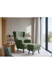 Mid.you Hocker , Dunkelgr&uuml;n , Holz , Buche , massiv , rechteckig , 63x43x42 cm , Wohnzimmer, Sessel, Hocker, Sitzhocker