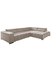 Mid.you Ecksofa , Beige , Holz , Buche , vollmassiv , Ottomane rechts, L-Form , 307x201 cm , Made in EU , Schlafen auf Sitzh&ouml;he, R&uuml;cken echt , Wohnzimmer, Sofas & Couches, Wohnlandschaften, Ecksofas
