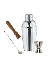 ich-zapfe Edelstahl Cocktail Shaker Set - 3-teilig mit St&ouml;&szlig;el, Barl&ouml;ffel & Jigger - F&uuml;r Professionelle Cocktails & Drinks