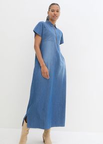 Maxi-Jeanskleid aus reiner Bio-Baumwole in blau, Gr&ouml;sse 40, 100% Baumwolle, bonprix