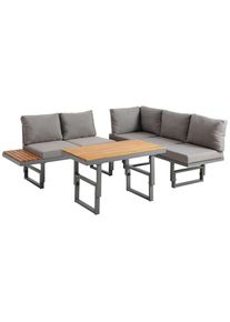 Ambia Garden Loungegarnitur , Grau , Holz, Metall , Akazie , massiv , 110x45-63x48 cm , Tisch h&ouml;henverstellbar, UV-best&auml;ndig , Gartenm&ouml;bel, Loungem&ouml;bel, Gartenlounge-Sets