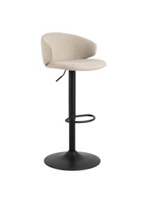 P & B Barhocker , Schwarz, Beige , Metall, Textil , rund, Bodenplatte , 46x107x38 cm , FSC MIX , Esszimmer, Barm&ouml;bel, Barhocker