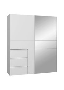CARRYHOME Schwebet&uuml;renschrank , Weiss, Alufarben , Glas, Holzwerkstoff , 3 F&auml;cher , 3 Schublade(n) Schubladen , 170x200x61 cm , Typenauswahl, In verschiedenen Gr&ouml;ssen erh&auml;ltlich , Schlafzimmer, Komplette Schlafzimmer und Serien, Schlafzimmerserie