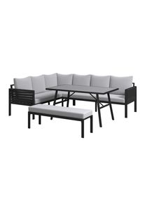 Ambia Garden Dining-Loungeset , Anthrazit, Grauweiss , Metall, Kunststoff, Textil , 4-teilig , F&uuml;llung: Kaltschaum,Kaltschaum , 240x185 cm , Gartenm&ouml;bel, Gartengarnituren, Gartenm&ouml;bel-Set