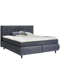 Ti`me Ti'me Boxspringbett , Anthrazit , Holz , Buche , massiv , H2 , 180x200 cm , Topper durchgehend, In verschiedenen Gr&ouml;ssen erh&auml;ltlich, Partnermatratze mit durchgehendem Bezug , Schlafzimmer, Bett, Doppelbetten