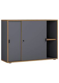 Livetastic Aktenschrank , Anthrazit, Honigeiche , Holzwerkstoff , 1 F&auml;cher , 100x74x37 cm , abschliessbar , B&uuml;rom&ouml;bel, Aktenschr&auml;nke