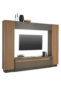 CARRYHOME Wohnwand , Anthrazit, Eiche Artisan , Kunststoff , 8 F&auml;cher , 2 Schublade(n) Schubladen , 272.6x209.5x41.3 cm , Wohnzimmer, Wohnwand, Komplette Wohnwand