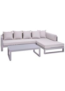 Amatio Loungegarnitur , Hellgrau , Metall, Glas, Textil , F&uuml;llung: Schaumstoff,Schaumstoff , L-Form , 248x180 cm , Gartenm&ouml;bel, Loungem&ouml;bel, Lounge-Serien