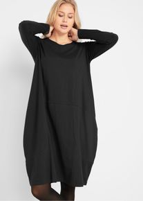 Jerseykleid in O-Shape in schwarz, Gr&ouml;sse 56/58 (3XL), 95% Baumwolle, bonprix
