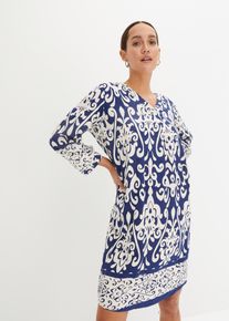 Tunika-Kleid aus flie&szlig;ender Viskose in blau, Gr&ouml;sse 52, bonprix