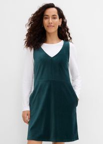 Latzkleid aus elastischem Cord in gr&uuml;n, Gr&ouml;sse 48/50 (XL), bonprix