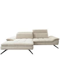 Stylife Ecksofa , Beige , Metall , Ottomane links, L-Form , 288x179-202 cm , Stoffauswahl, seitenverkehrt erh&auml;ltlich, R&uuml;cken echt, haustierfreundlicher Bezug , Wohnzimmer, Sofas & Couches, Wohnlandschaften, Ecksofas