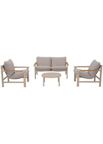 Ambia Garden Gartenm&ouml;bel-Set , Hellgrau, Beige, Teakfarben , Textil , 4-teilig , F&uuml;llung: Polyester , Tisch mit Glasplatte , Gartenm&ouml;bel, Gartengarnituren, Gartenm&ouml;bel-Set