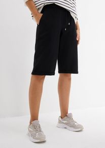 Sweat-Bermuda mit Turn-up in schwarz, Gr&ouml;sse 44/46 (L), bonprix