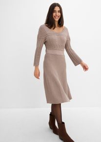 Strickkleid mit Ajourmuster in braun, Gr&ouml;sse 44/46 (L), bonprix