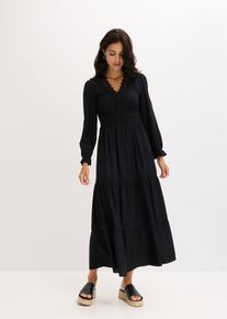 Maxikleid aus reiner Viskose in schwarz, Gr&ouml;sse 40, bonprix
