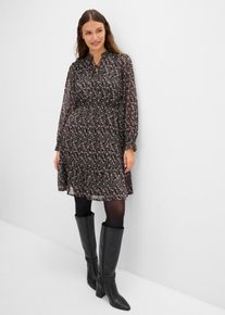 Chiffonkleid in schwarz, Gr&ouml;sse 50, bonprix