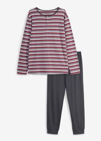 Pyjama aus reiner Baumwolle in grau, Gr&ouml;sse 56/58 (XL), bonprix